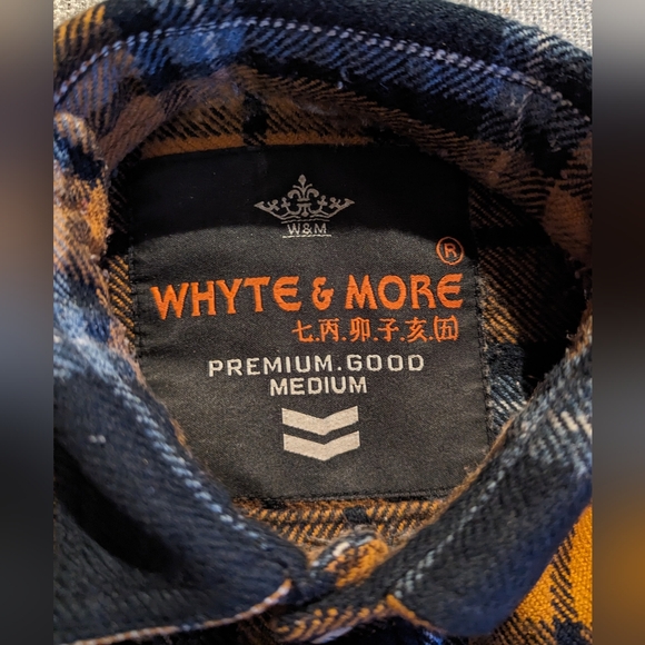 Whyte & More flannel orange button up long sleeve men's med - Picture 3 of 8